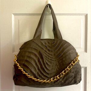 Spiegel Brown and Gold Shoulder Bag with Quilted Pattern